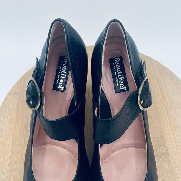 BeautiFeel Heels Womens 9 40 Black Leather Mary Jane Pumps Comfort - Picture 4 of 12